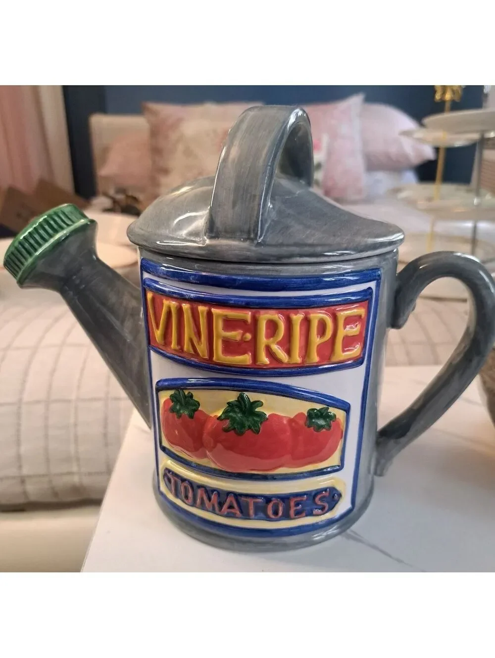 Vintage 1990's Cooks Club Ceramic Retro Tomato Watering Can Tea Pot
